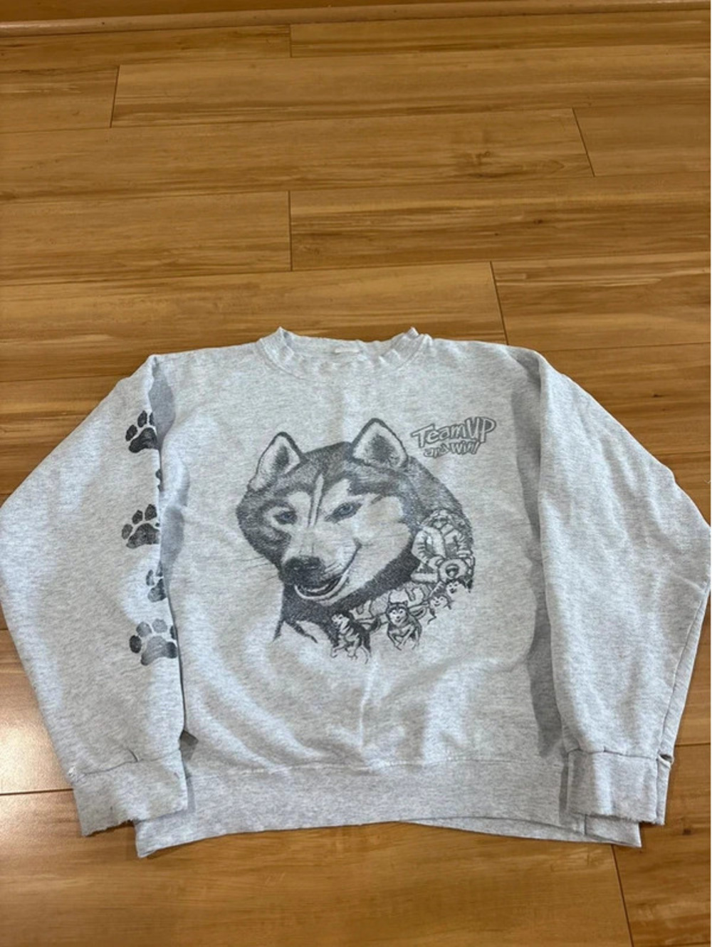 Vintage 80s Husky Sled Dog Crewneck Sweatshirt USA Made Distressed